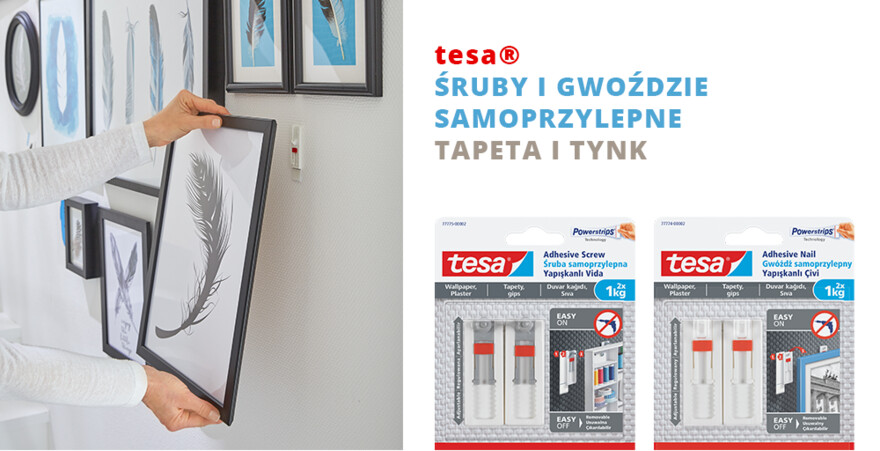 tesa® Śruby i gwoździe samoprzylepne, tapeta i tynk